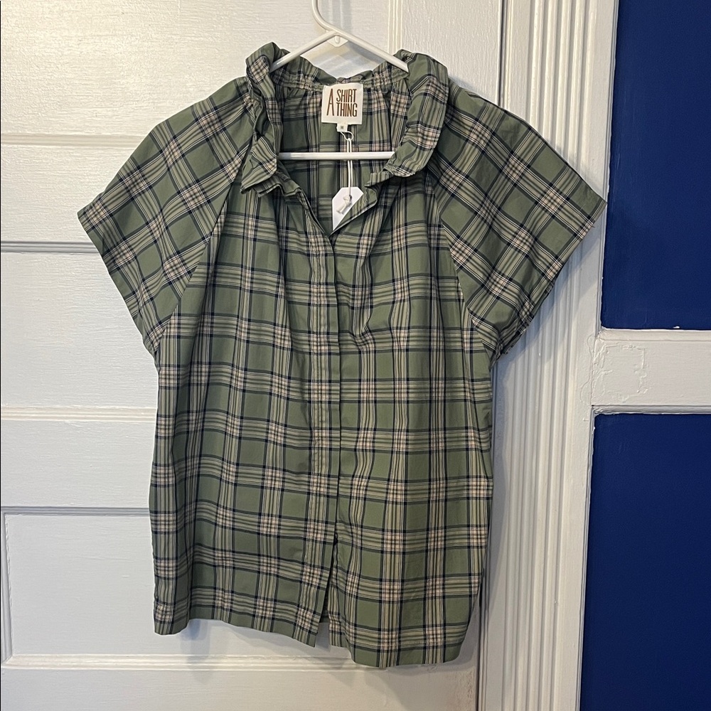 A Shirt Thing Green Plaid Women's Blouse